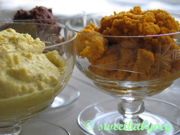 Single variety purees made from Yellowstone, Purple Haze and Amsterdam Sweetheart carrots Carrot Purees and Morrocan Chicken Jan 2014 036 - Copy